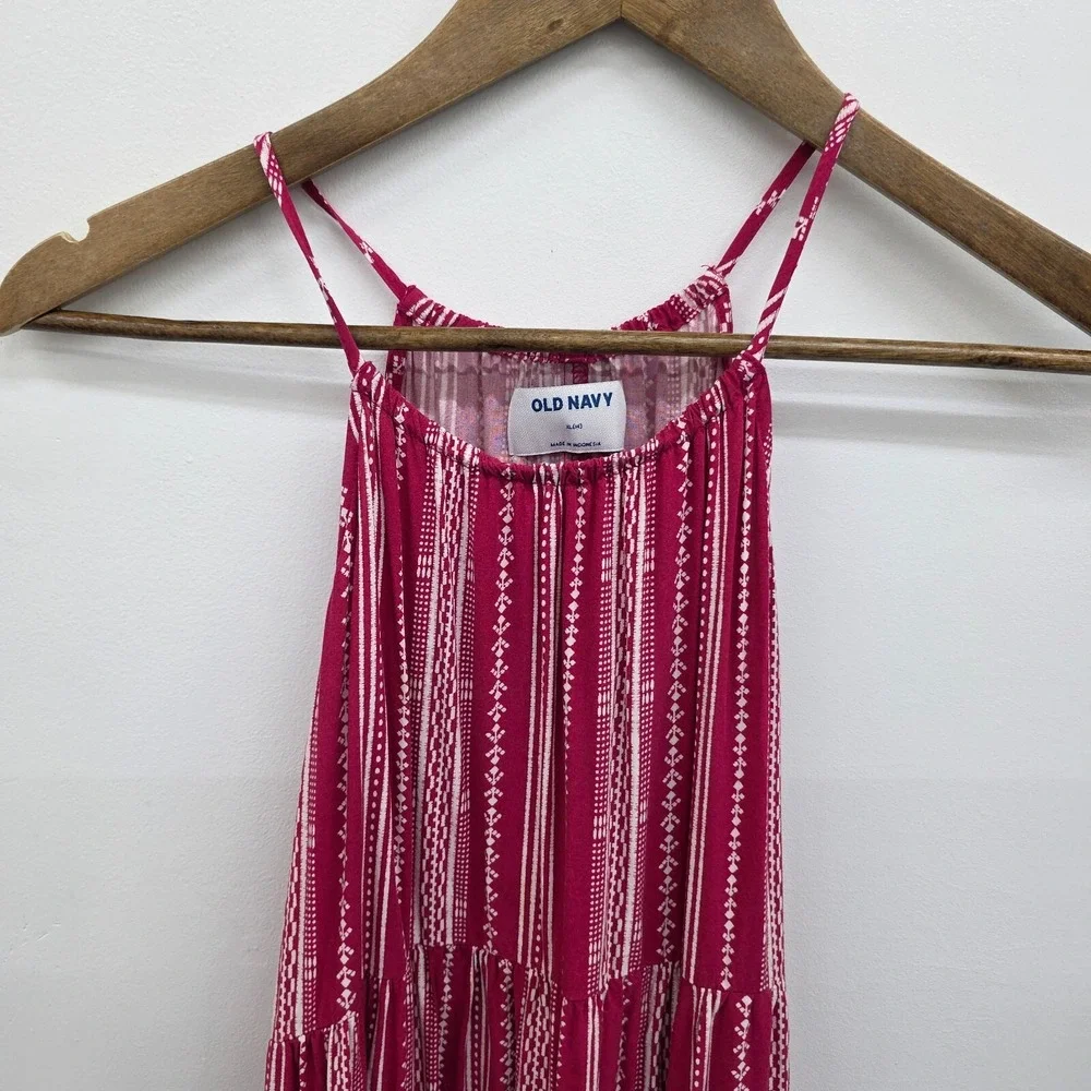 Old Navy Tulip-Hem‎ Dress Girls XL (14) Red Stripe Sleeveless Halter Neck Summer